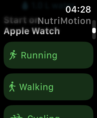 Activity selection on Apple Watch
