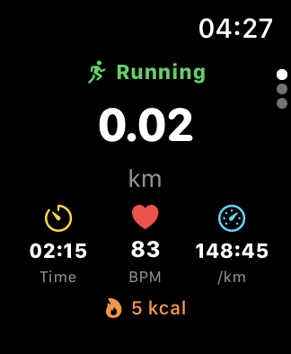 Running activity on Apple Watch