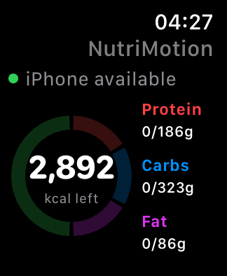 Nutrition goals on Apple Watch