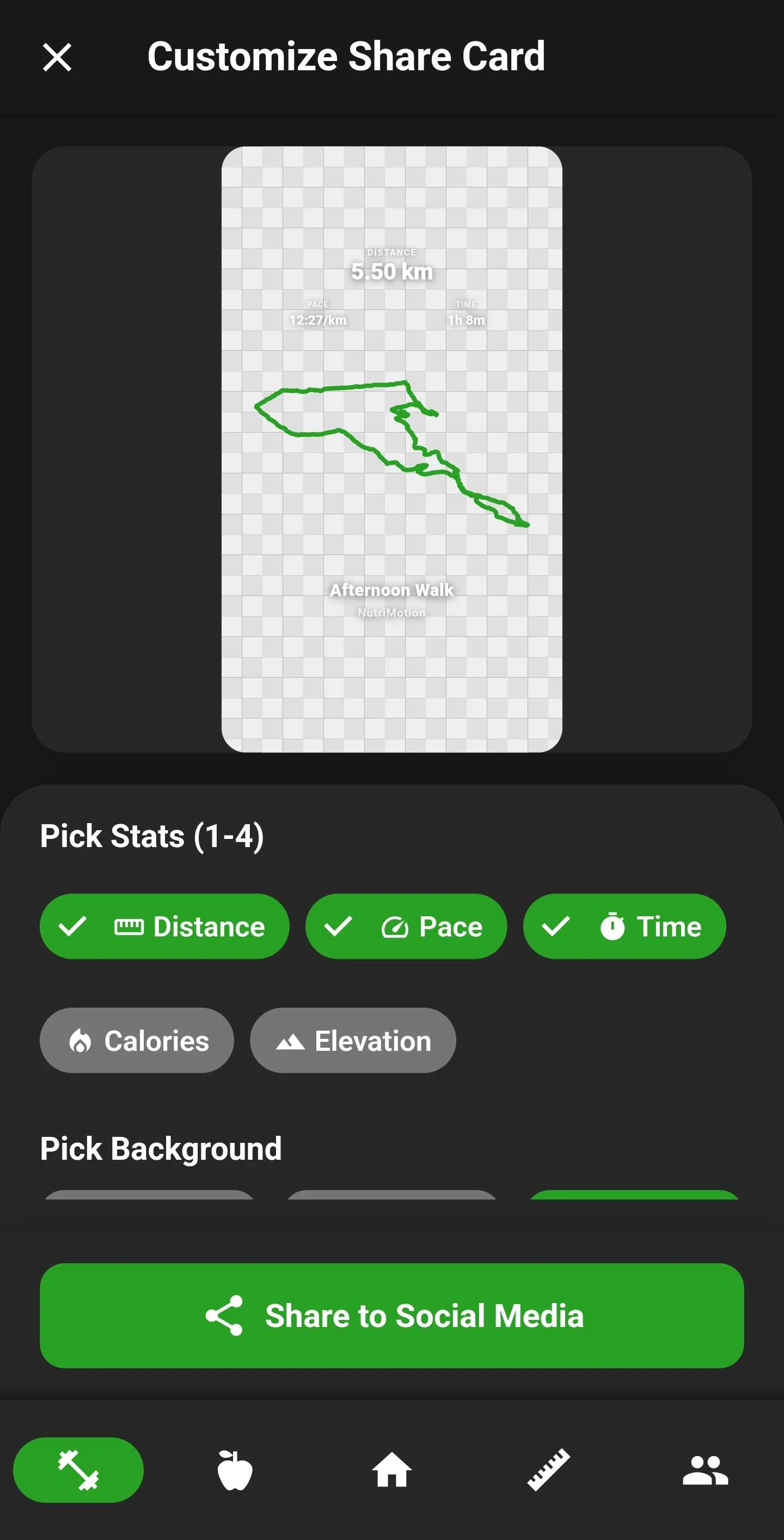 Customize Share Card with selected stats and transparent background