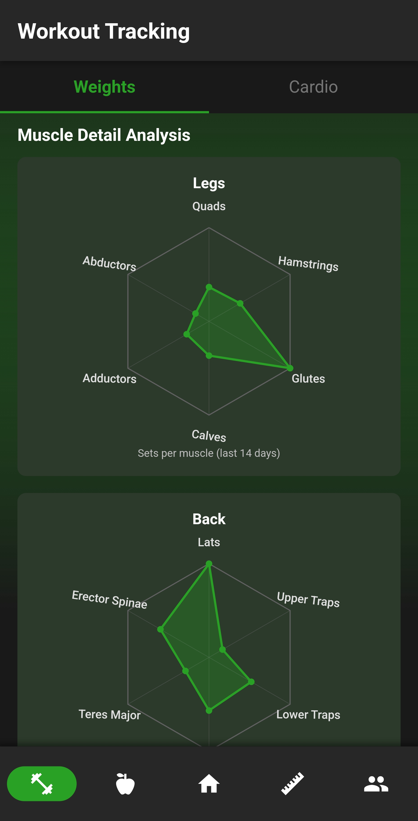 Muscle detail radar analysis