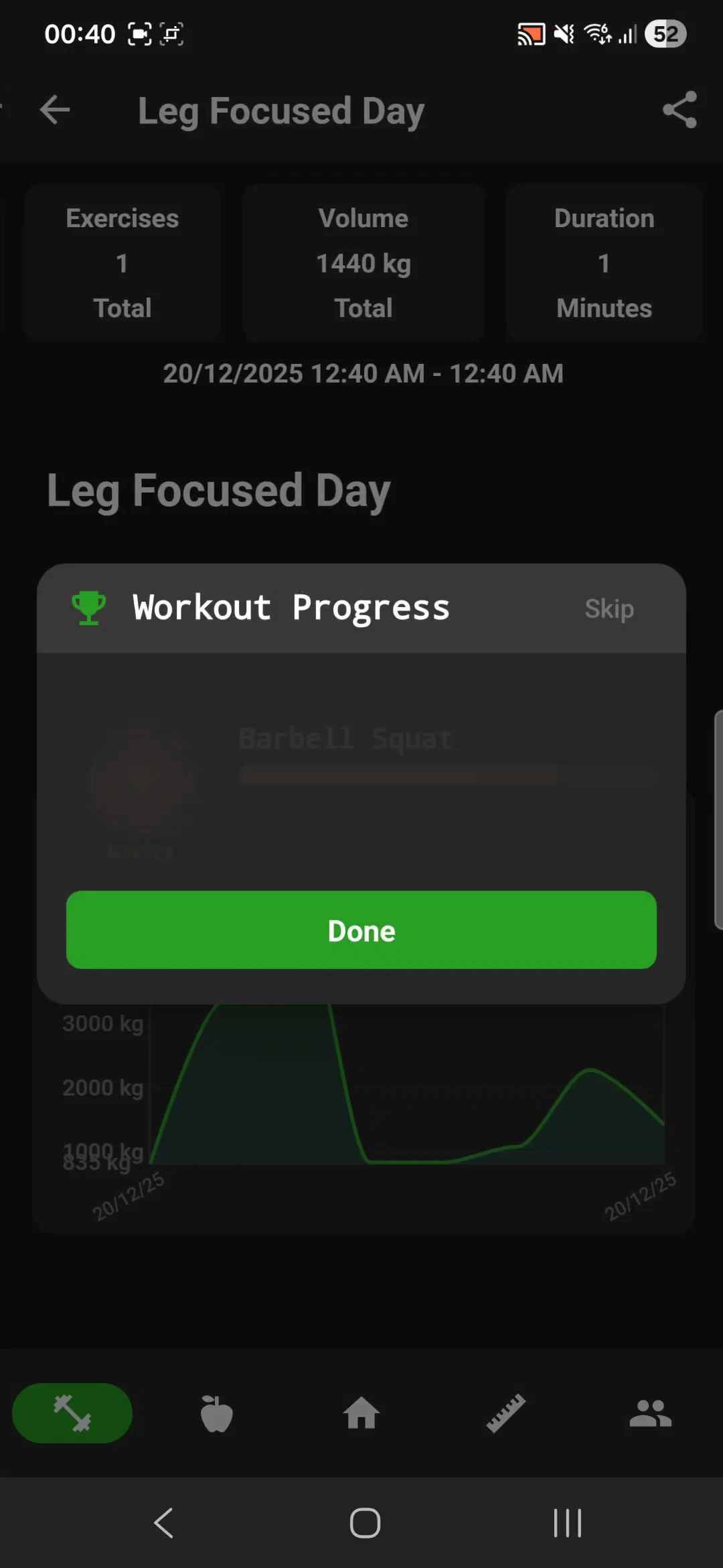 Workout XP and exercise rank progress